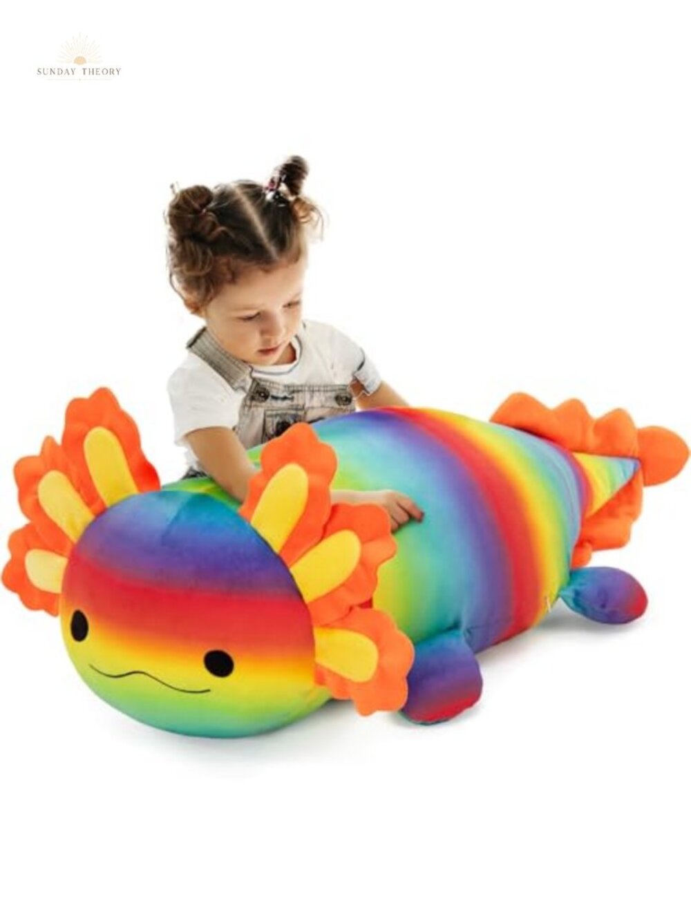 Giant Rainbow Axolotl Plush 39 Inch Stuffed Animal Cute Soft Pillow Bedding for